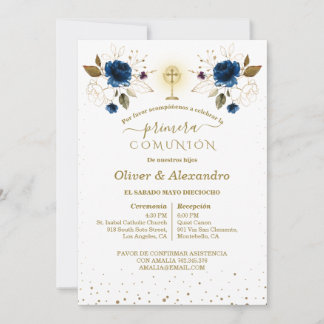 Invitation Garçons de première communion jumeaux Première Sai