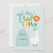 Invitation Garçons deux oie soyeux bleu premier anniversaire (Devant)