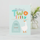 Invitation Garçons deux oie soyeux bleu premier anniversaire (Debout devant)