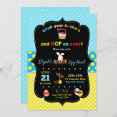 Invitation Garçons d'invitation de chasse à oeuf de pâques (Devant / Derrière)