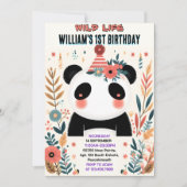 Invitation Garçons Enfants Charme bébé Filles Panda 1er anniv (Devant)