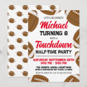 Invitation Garçons Équipe de football rouge à mi-temps fête d (Devant / Derrière)