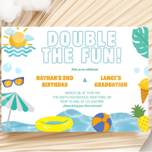 Invitation Garçons Fils d'été Anniversaire et diplôme conjoin