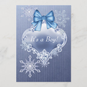 Invitation Garçons Flocon de Neige Hiver Merveilleux Baby Sho