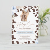 Invitation Garçons Floral Boho Holy Cow Highland Cow Baby sho (Debout devant)