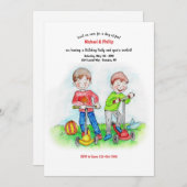 Invitation Garçons heureux à jouer (Devant / Derrière)