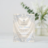 Invitation Garçons ivoire beige et baptême bleu Christening (Debout devant)