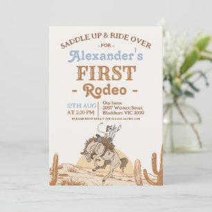 Invitation Garçons Marron Bronco Cow-boy Premier Rodéo 1er An
