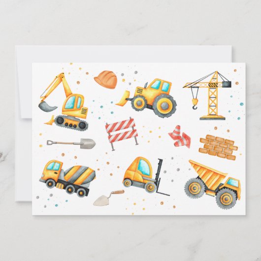 Invitation Garçons mignon Anniversaire de enfant de construct (Dos)