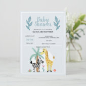 Invitation Garçons Mignon Safari Jungle Girafe Fête de Naissa (Debout devant)