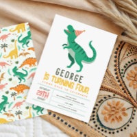 Garçons Mignon T Rex Dinosaure Enfants 4ème Annive