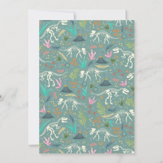 Invitation Garçons mignons Dinosaur creuser Fossil Enfants 6e (Dos)