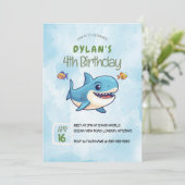 Invitation Garçons mignons sous la mer Océan Requin Anniversa (Debout devant)