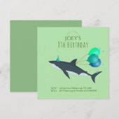 Invitation Garçons mignons verts sous la mer grand requin bla (Devant / Derrière)