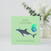 Invitation Garçons mignons verts sous la mer grand requin bla (Debout devant)