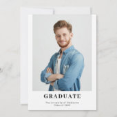 Invitation Garçons minimaliste Photo Graduation Party (Dos)