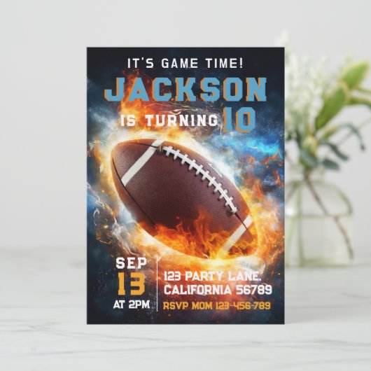 Invitation Garçons Moderne Bleu Sport Enfants Anniversaire (Debout devant)