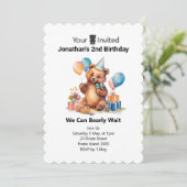 Invitation Garçons Moderne Bleu Teddy Enfants 2e anniversaire (Debout devant)