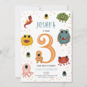 Invitation Garçons Moderne Blue Monster Alien Anniversaire de (Devant)