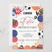 Invitation Garçons Moderne Fun Sports Anniversaire de enfant  (Devant)