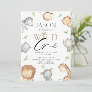 Invitation Garçons modernes Safari minimaliste Wild Un Annive