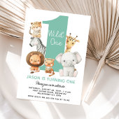Invitation Garçons modernes Wild One Safari Animaux 1er anniv