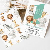 Invitation Garçons modernes Wild One Safari Animaux 1er anniv