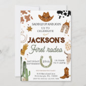 Invitation Garçons Mon premier rodéo Cowboy 1er anniversaire (Devant)