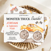 Invitation Garçons Monster Jaune Camion Monster Bash Annivers