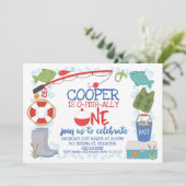 Invitation Garçons O-fish-ally un bobber 1er anniversaire (Debout devant)