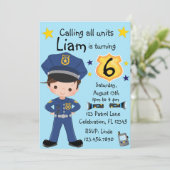 Invitation Garçons Officier de Police Anniversaire (Debout devant)
