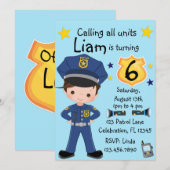 Invitation Garçons Officier de Police Anniversaire (Devant / Derrière)