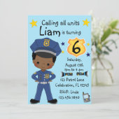 Invitation Garçons Officier de Police Anniversaire (Debout devant)