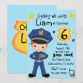 Invitation Garçons Officier de Police Anniversaire (Devant / Derrière)