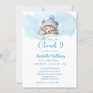 Invitation Garçons Ours Nuage Nuage Neuf 9 Baby showers