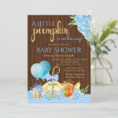 Invitation Garçons Petit Citrouille Baby shower rustique en b (Debout devant)