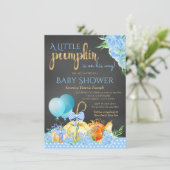 Invitation Garçons Petit Citrouille Chalkboard Baby shower d' (Debout devant)