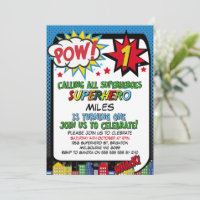Garçons Pow Blue Red Superhero 1er anniversaire