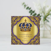 Invitation Garçons Prince héritier Baptême Royal Bleu et or (Debout devant)