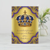 Invitation Garçons Prince héritier Baptême Royal Bleu et or (Debout devant)