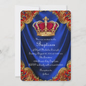 Invitation Garçons Prince héritier Baptême Royal Bleu Satin (Dos)