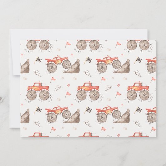 Invitation Garçons Red Monster Camion Bash Anniversaire (Dos)