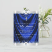 Invitation Garçons Royal Blue Baptême Christening (Debout devant)