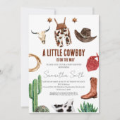 Invitation Garçons Rustic Little Cowboy Baby shower (Devant)