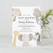 Invitation Garçons Safari Animaux Baby shower (Debout devant)