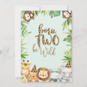 Invitation Garçons Safari Animaux Deux Wild Birthday Invitati (Dos)