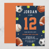 Invitation Garçons Sports Thème Anniversaire (Devant / Derrière)