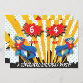 Invitation Garçons Superhero Anniversaire (Devant / Derrière)