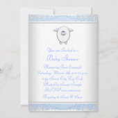 Invitation Garçons Sweet Baby shower bleu mouton (Dos)