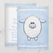 Invitation Garçons Sweet Baby shower bleu mouton (Devant / Derrière)